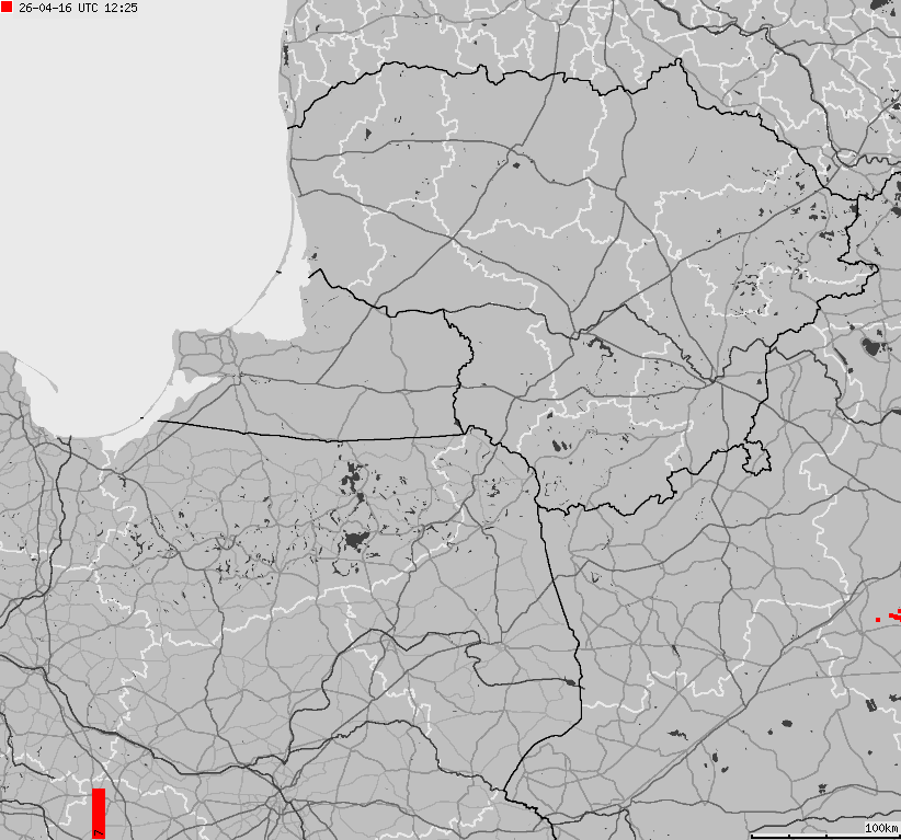 Map of lightnings across Poland