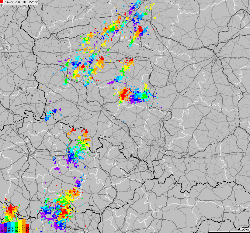 Map of lightnings across Poland