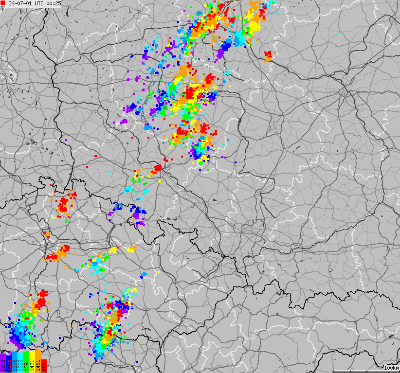 Map of lightnings across Poland