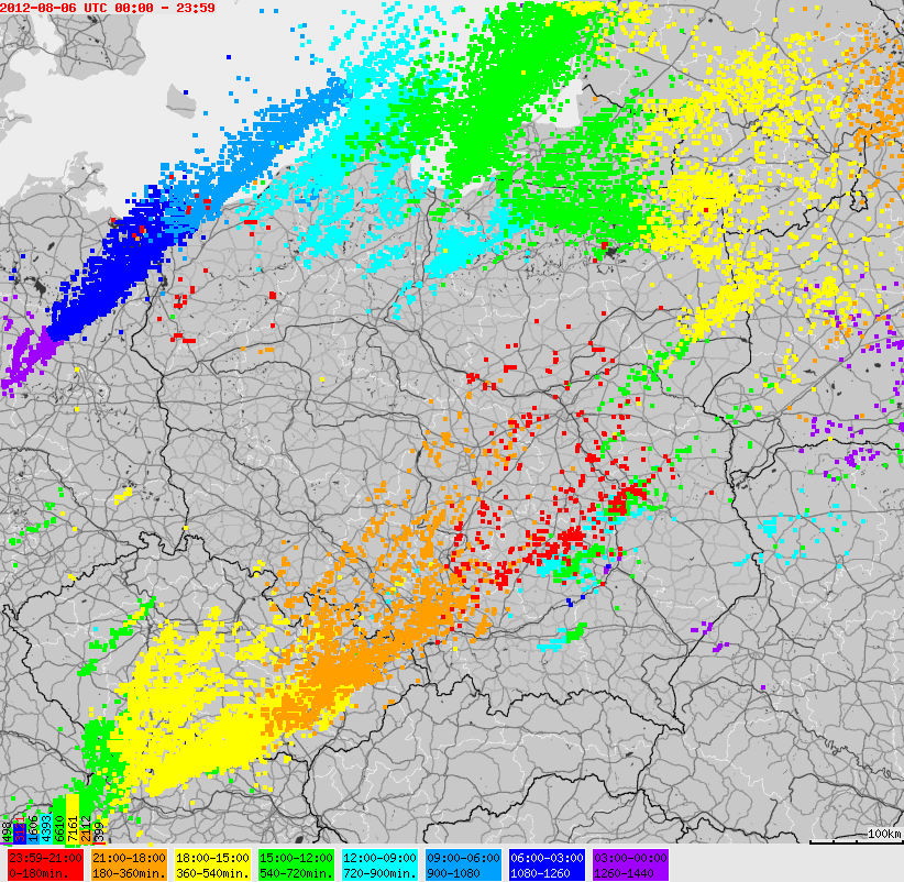 Static map of lightnings across Poland