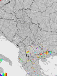 Storm report map of Albania, Kosovo, Montenegro, Northern Macedonia, Serbia
