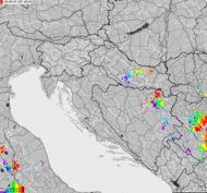Storm report map of Bosnia and Herzegovina, Croatia, Slovenia