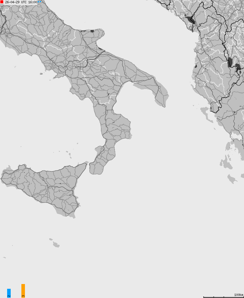 Map of lightnings across Italy