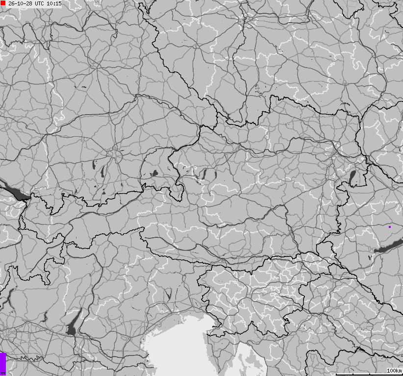 Map of lightnings across Austria