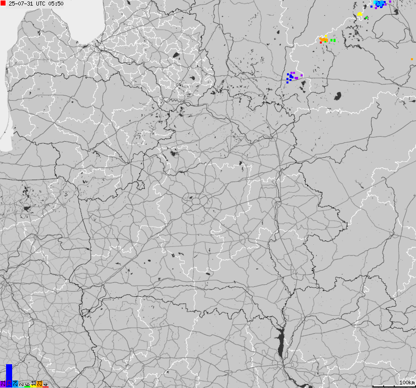 Map of lightnings Belarus