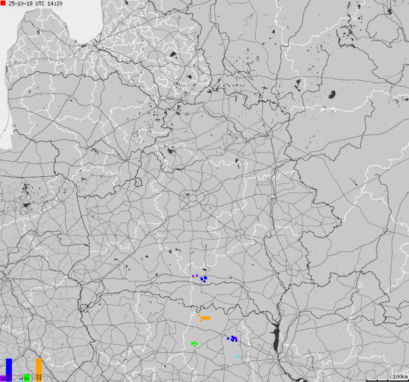 Map of lightnings Belarus