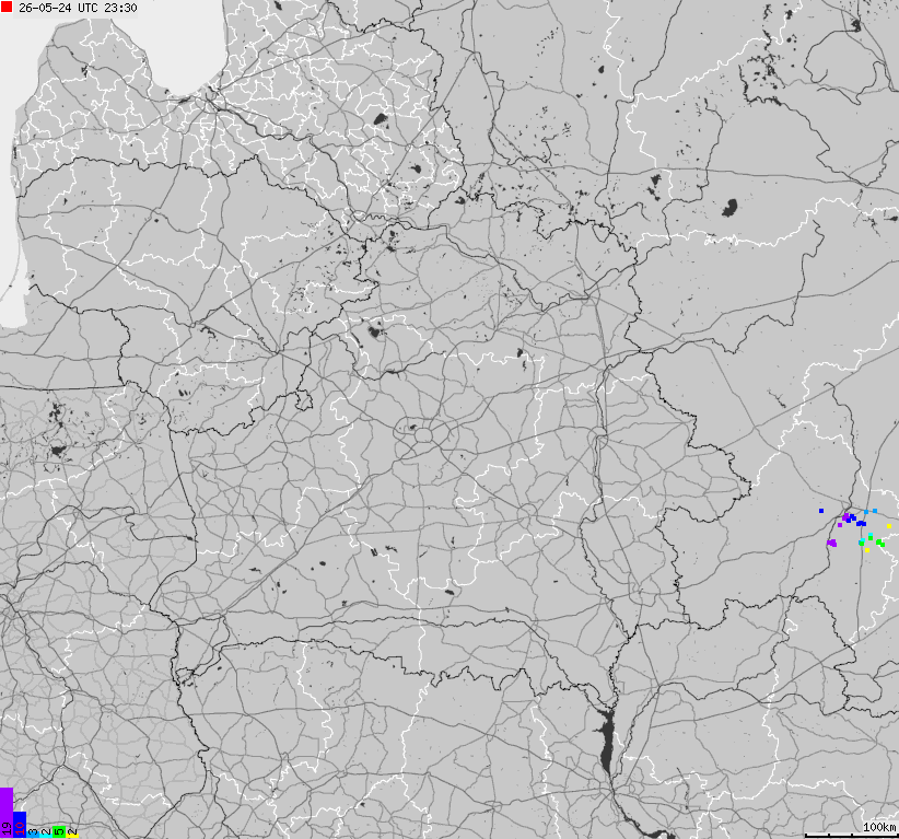 Map of lightnings Belarus