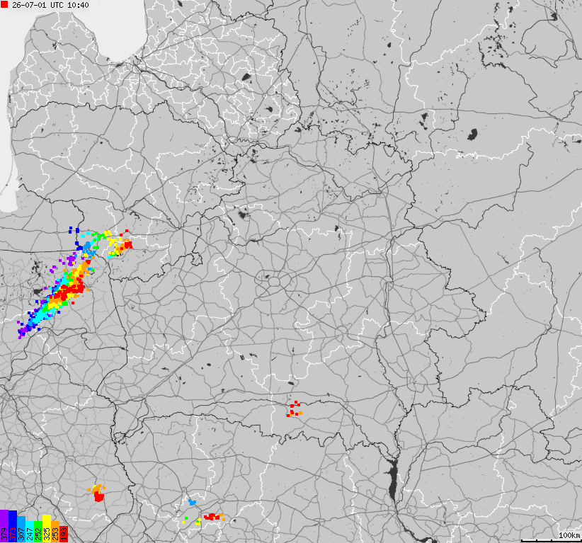 Mapa wyładowań atmosferycznych Białorusi