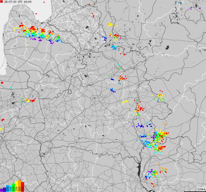 Map of lightnings Belarus