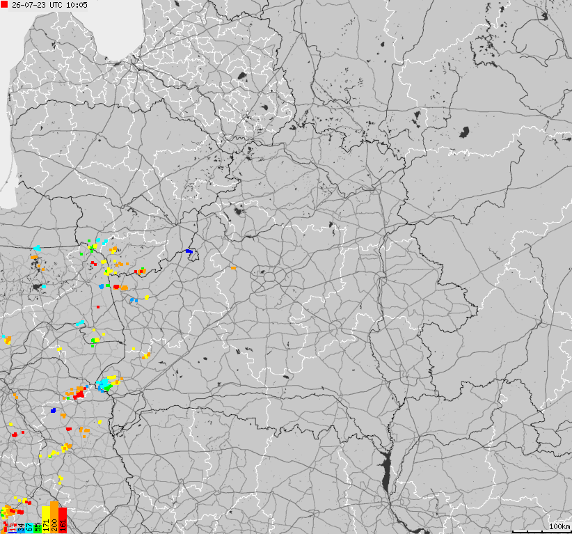 Mapa wyładowań atmosferycznych Białorusi