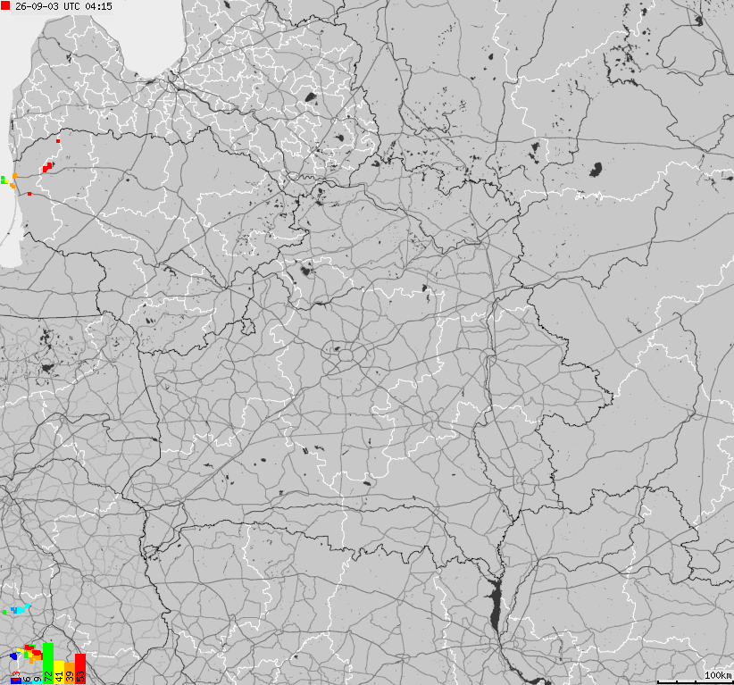 Map of lightnings Belarus