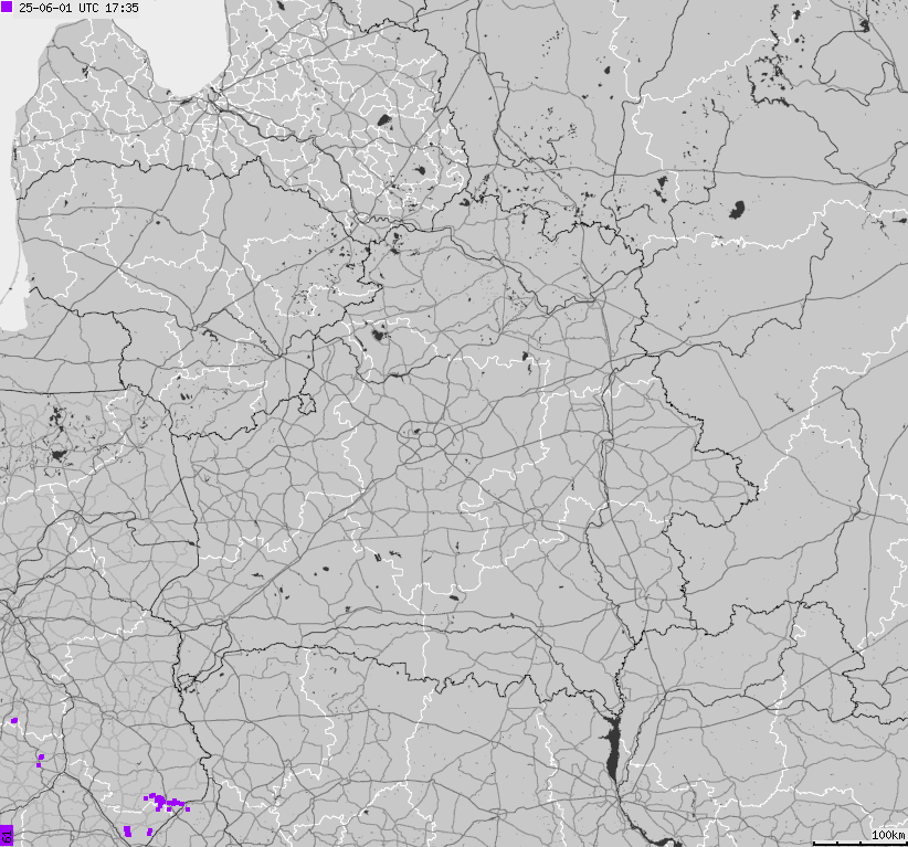 Mapa wyładowań atmosferycznych Białorusi
