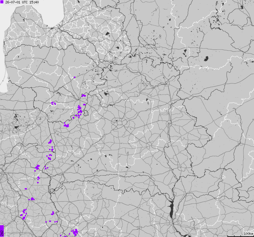 Map of lightnings Belarus