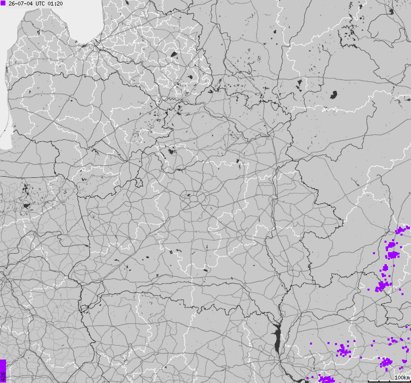 Map of lightnings Belarus