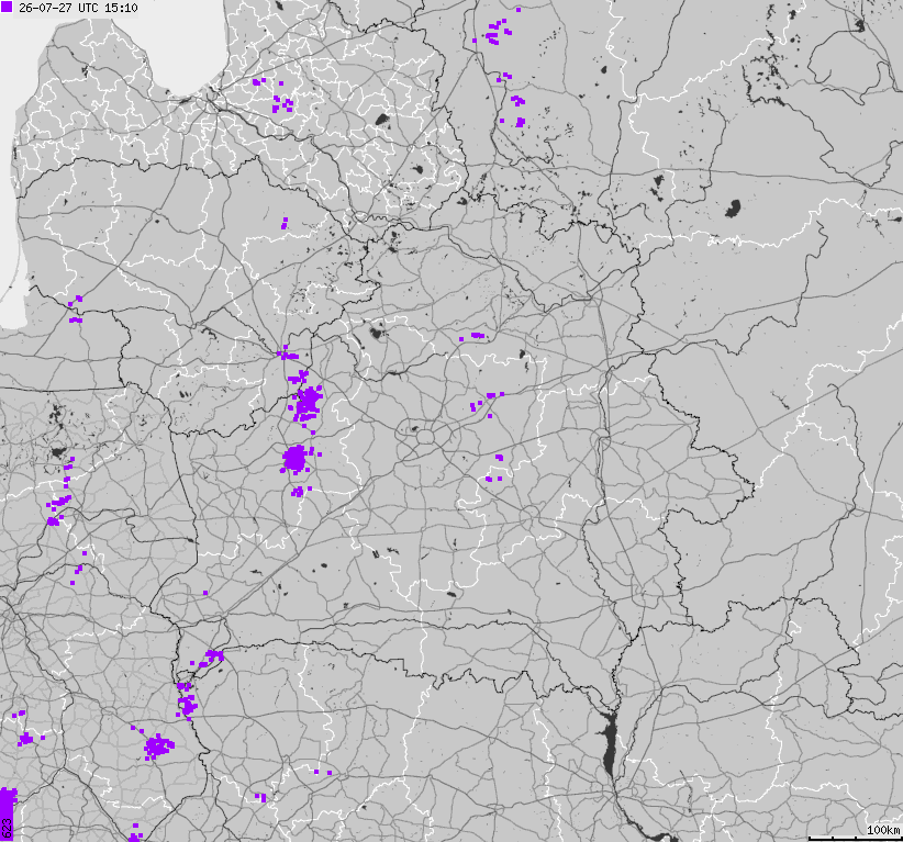 Map of lightnings Belarus