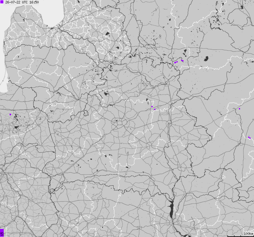 Mapa wyładowań atmosferycznych Białorusi