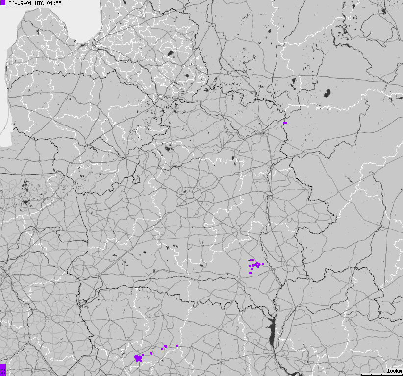 Map of lightnings Belarus