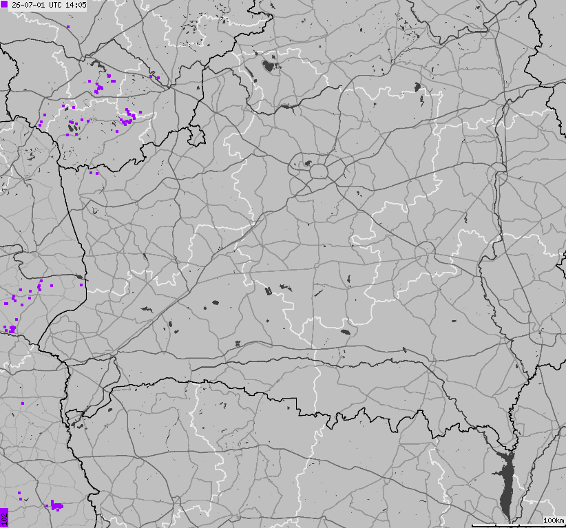 Mapa wyładowań atmosferycznych Białorusi