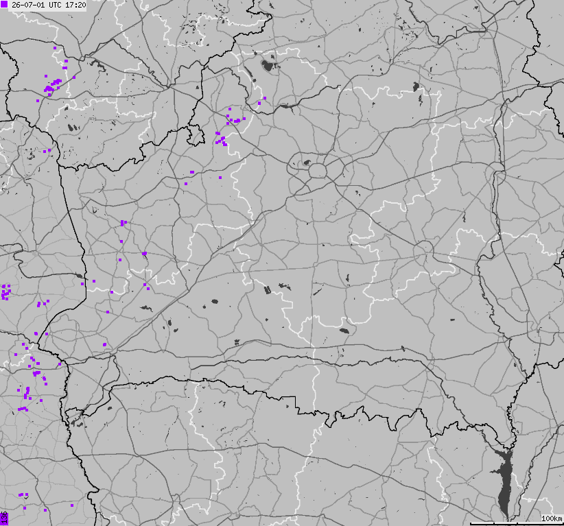 Map of lightnings Belarus