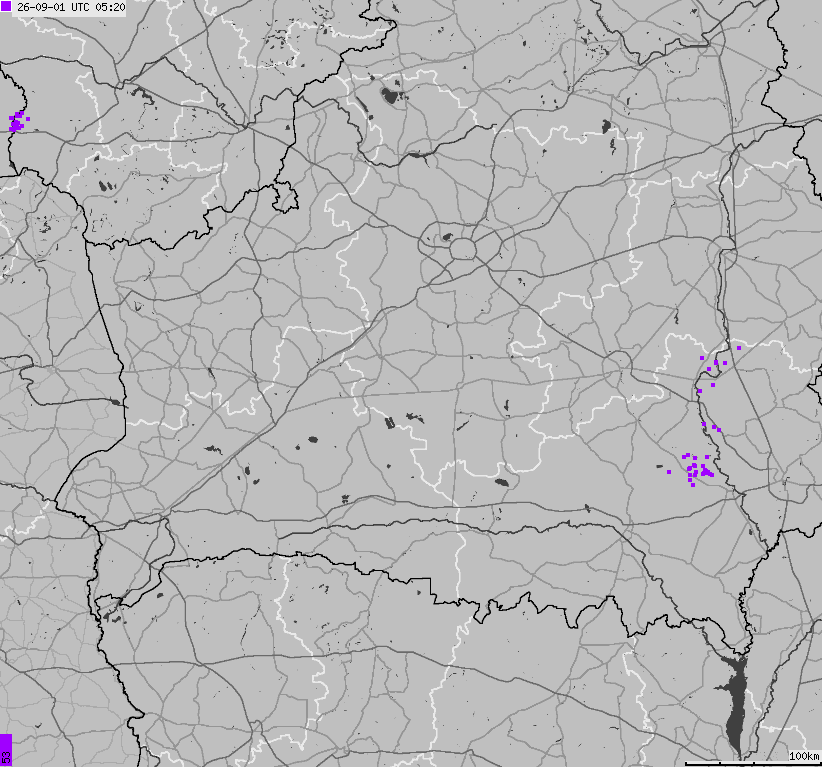 Map of lightnings Belarus