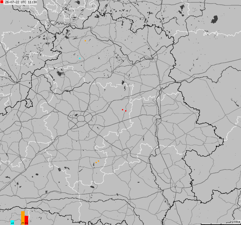 Mapa wyładowań atmosferycznych Białorusi