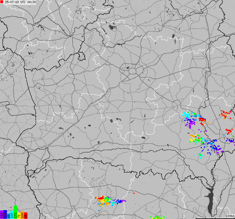 Mapa wyładowań atmosferycznych Białorusi