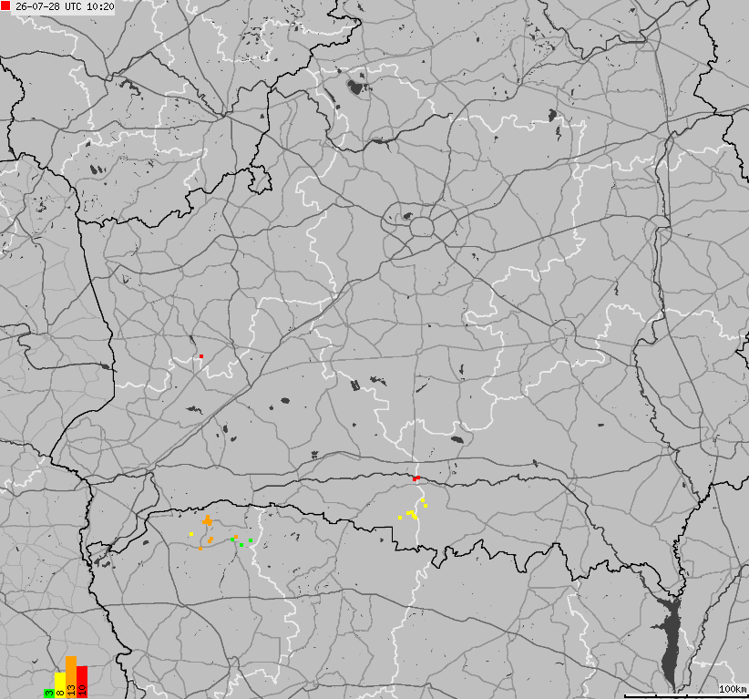 Map of lightnings Belarus