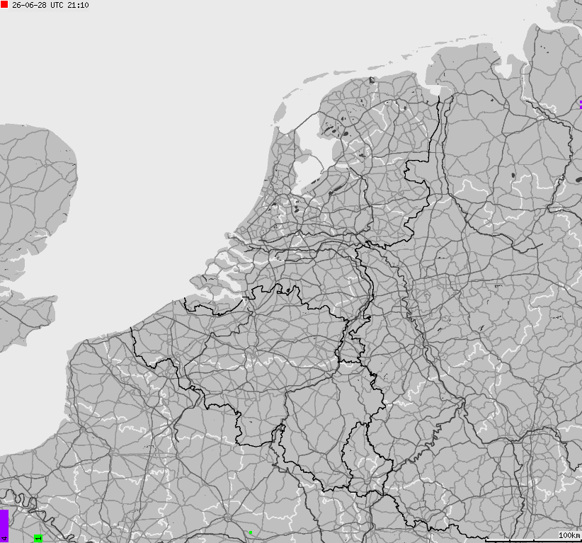 Map of lightnings across Belgium, Luxembourg, Netherlands