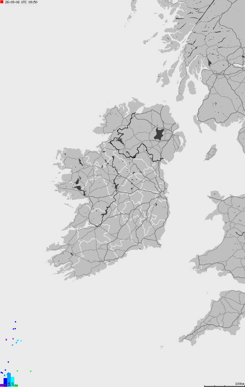 Map of lightnings across British Isles