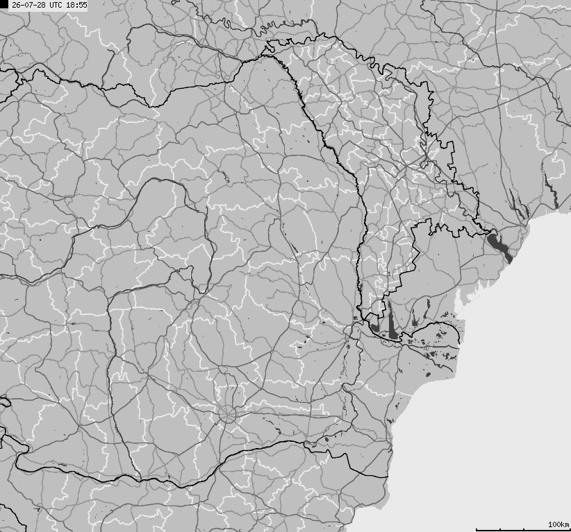 Map of lightnings Bulgaria, Moldavia, Romania