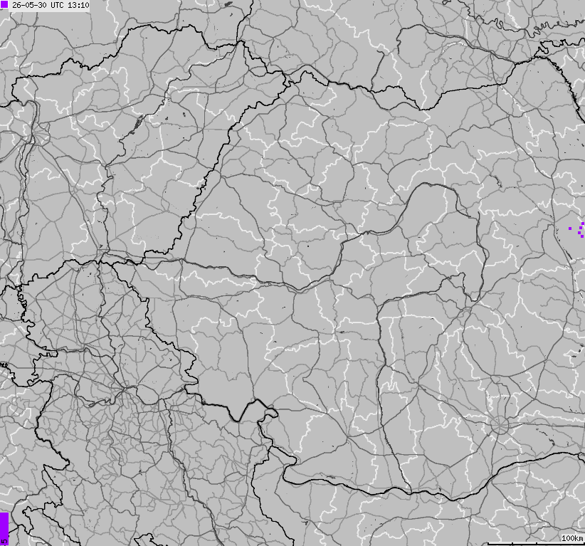 Mapa wyładowań atmosferycznych Bułgarii, Mołdawii, Rumunii