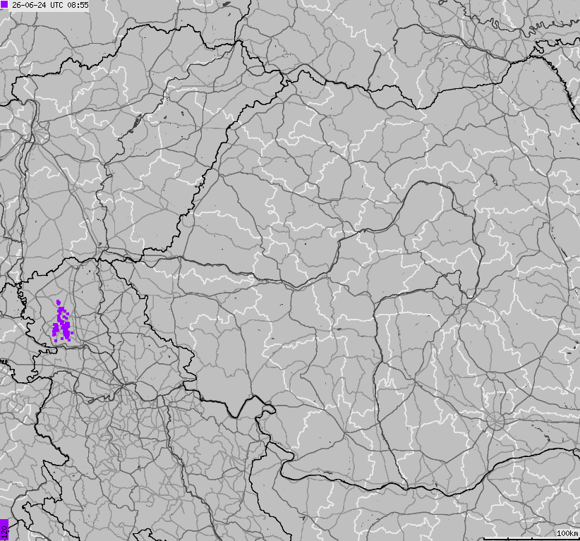 Mapa wyładowań atmosferycznych Bułgarii, Mołdawii, Rumunii