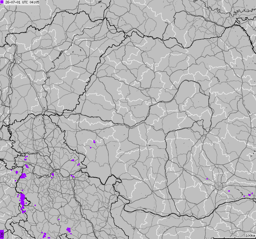 Map of lightnings Bulgaria, Moldavia, Romania
