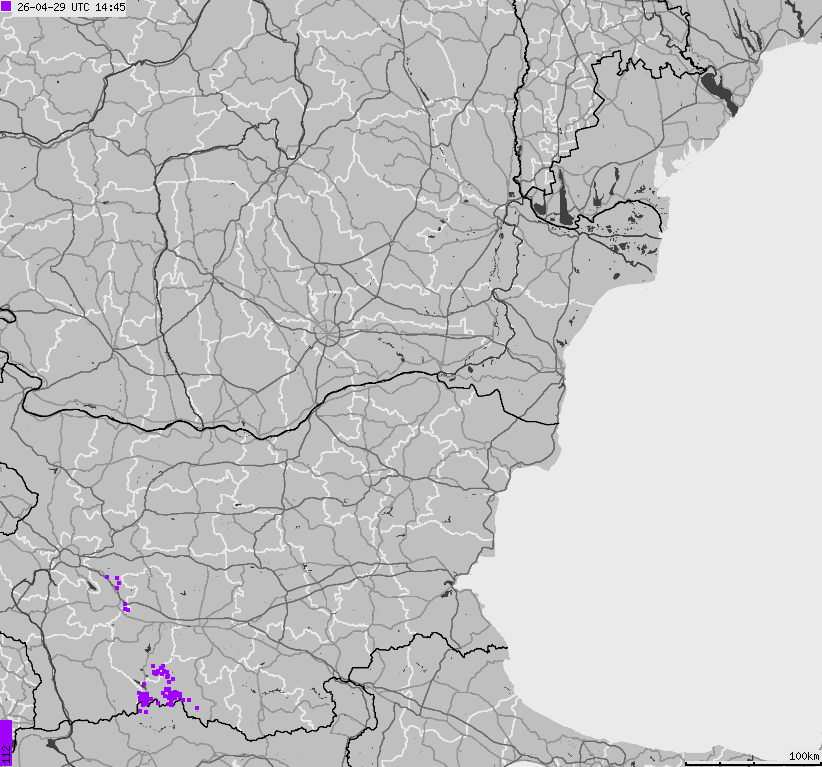 Map of lightnings Bulgaria, Moldavia, Romania