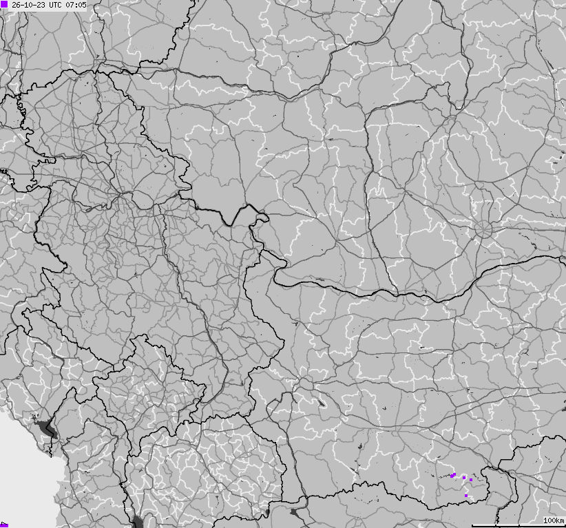 Mapa wyładowań atmosferycznych Bułgarii, Mołdawii, Rumunii