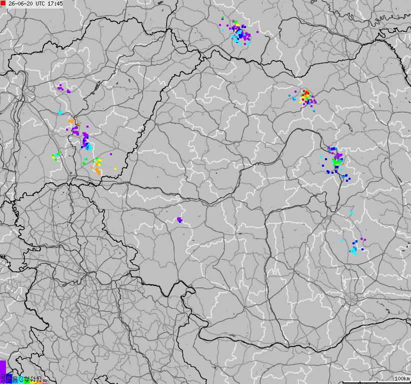 Map of lightnings Bulgaria, Moldavia, Romania