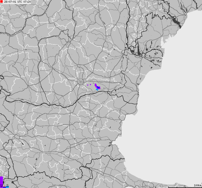 Map of lightnings Bulgaria, Moldavia, Romania