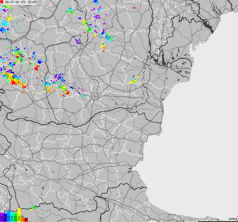 Map of lightnings Bulgaria, Moldavia, Romania