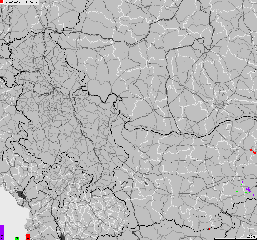 Map of lightnings Bulgaria, Moldavia, Romania