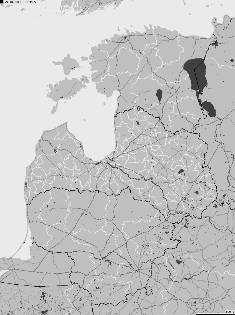 Map of lightnings across Estonia, Latvia, Lithuania