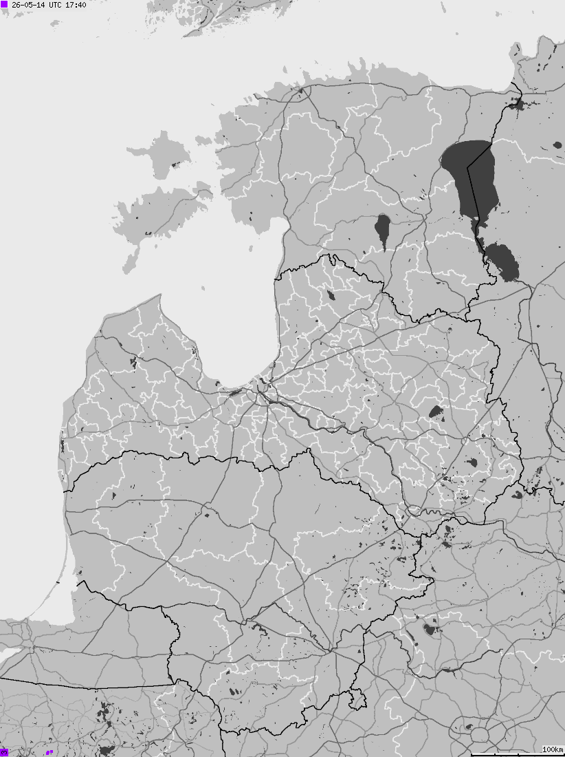 Map of lightnings across Estonia, Latvia, Lithuania