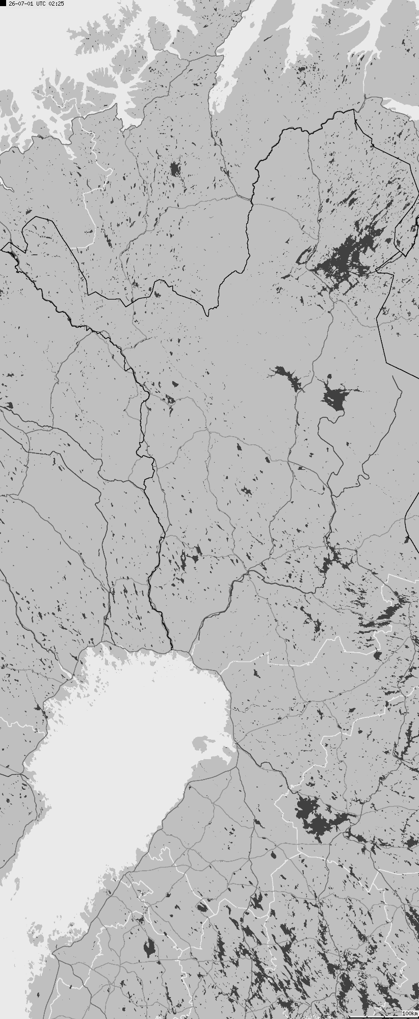 Map of lightnings across Finland