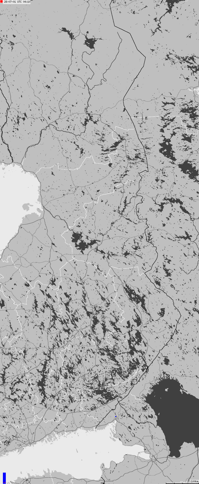 Map of lightnings across Finland