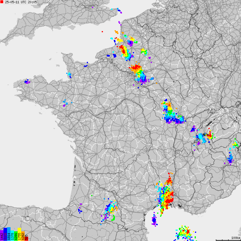 Map of lightnings France