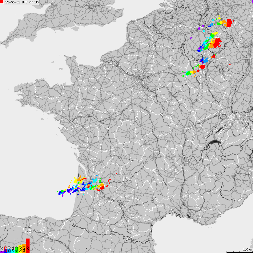 Map of lightnings France