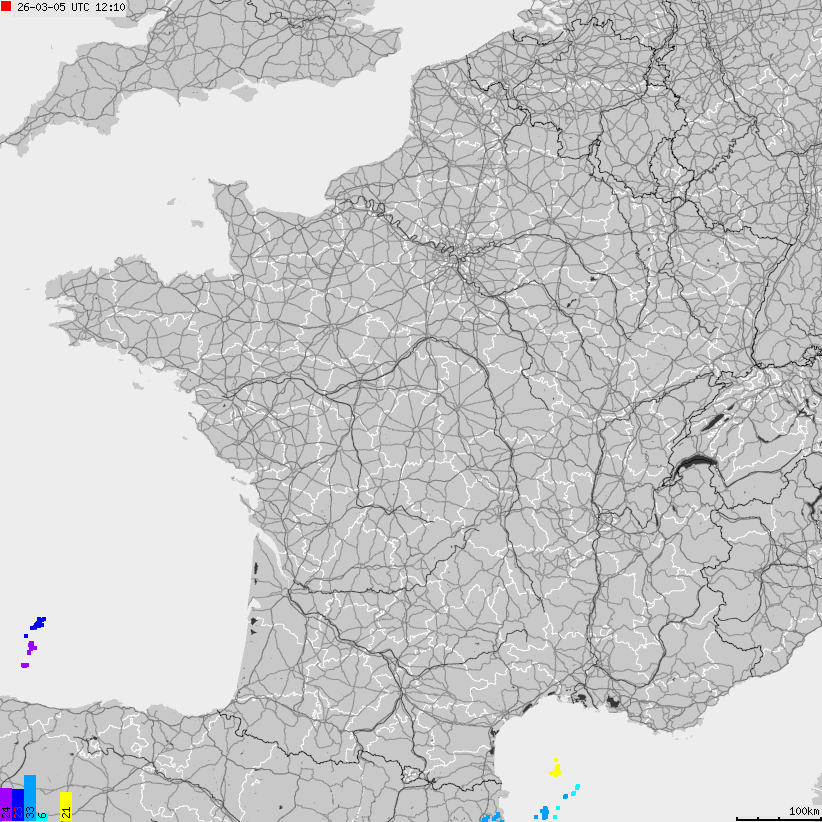 Map of lightnings France