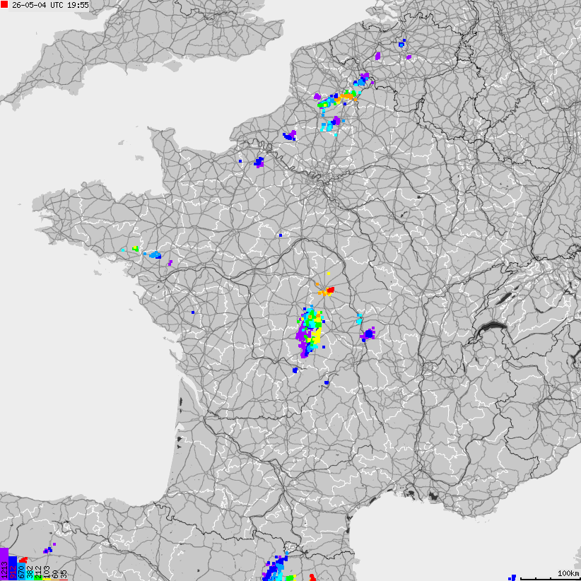 Map of lightnings France