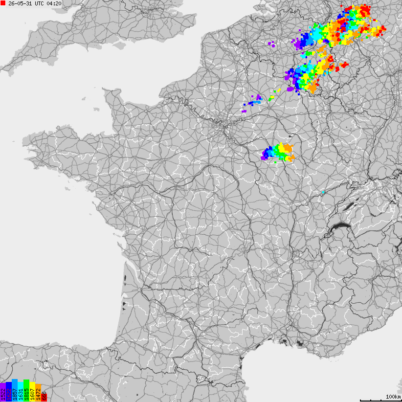 Map of lightnings France