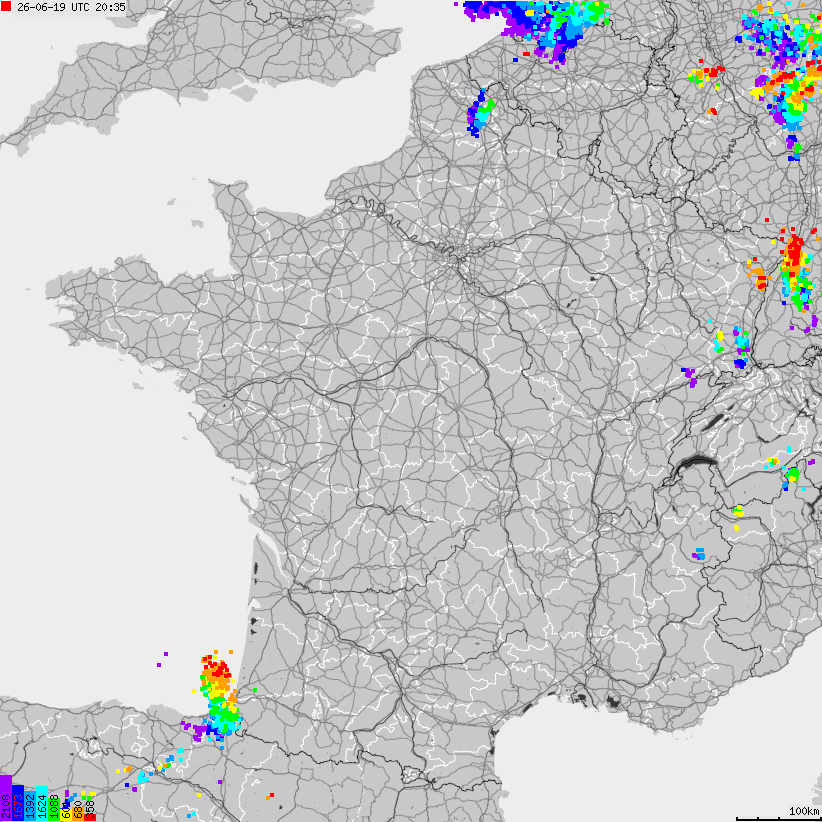 Map of lightnings France
