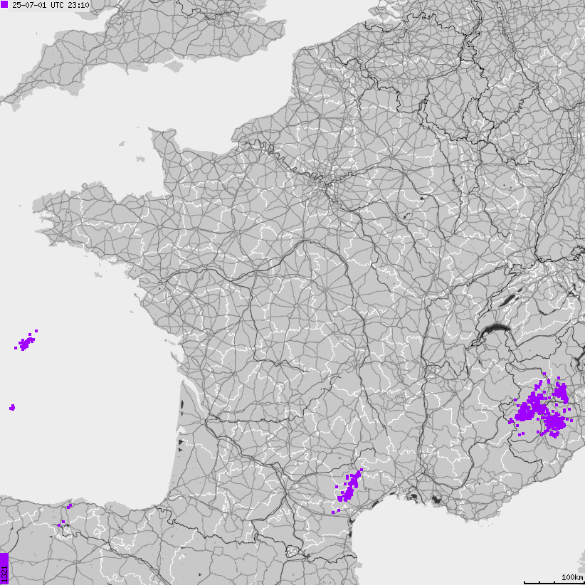 Map of lightnings France